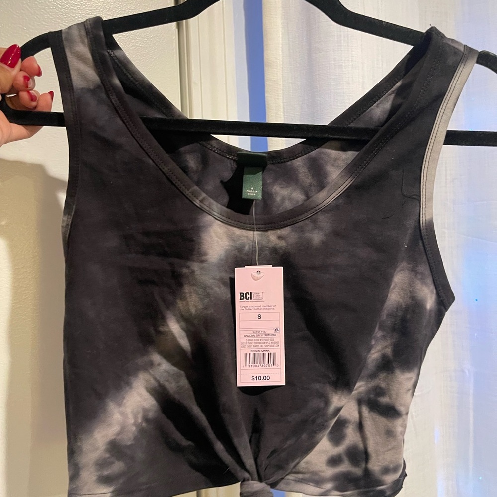 Wild Fable Black and Gray Tie-Dye Tank Top